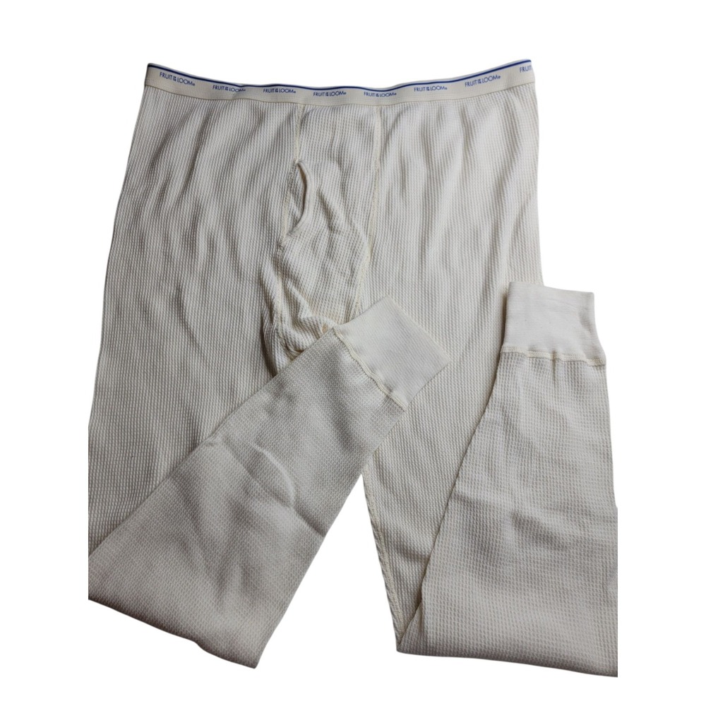New Fruit Of The Loom Waffle Thermal Pants 2XL Off White